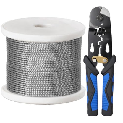 1/8 Inch Stainless Steel Cable 500FT,- 7x7 Strand Aircraft Wire Rope | Outdoor Hanging kit, Garden Fence, Marine, DIY Projects - size: 1/8 inch 500FT