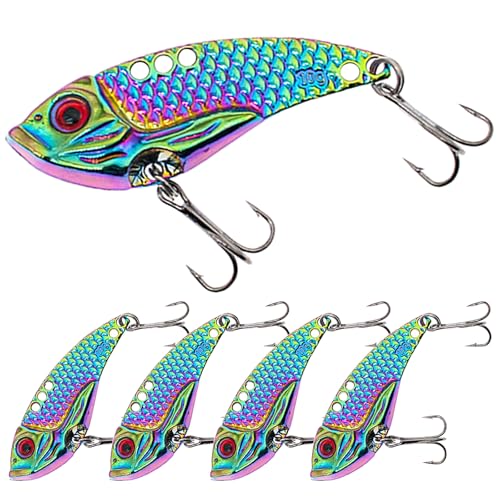 5PCS/10PCS Fishing Lures, Metal VIB Hard Blade Baits, Spinner Spoon Metal Fishing Spoon Crankbaits Swimbaits for Trout Walleye Crappie - color: C-5PCS