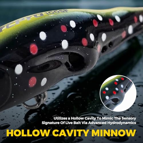 Topwater Fishing Lures -Hard Swimbait,3 8/9in 1/2oz Floating Lure with Hollow Cavity for Scent Attractant, for Bass,Pike,Trout,Freshwater & Saltwater - color: Combination A