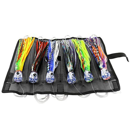 OCEAN CAT Saltwater Trolling Lure for Marlin Tuna Mahi Dolphin Durado Wahoo Trolling Lures Free Mesh Bag Offshore Big Game Lures - color: 6 in - Crystal Head - 6pcs