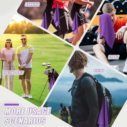 Batiyeer 30 Pcs Golf Towels Bulk for Bags 16'' x 16'' Microfiber Fabric Golf Towel with Clip Waffle Pattern for Men Mini Tournament Fitness Yoga Camping (Purple) - color: Purple