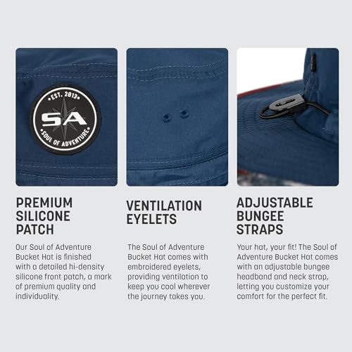 Soul of Adventure Bucket Hat | UV 50+ for Adults | Sun Protection with Adjustable Fit, Moisture-Wicking Fabric - color: Ghost American Flag