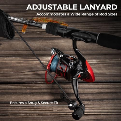 KastKing MeshGuard Rod Socks, Fishing Rod Sleeve, Neoprene Fishing Pole Sleeve, Fishing Rod Covers, Built-in Hanging Loop & Adjustable Lanyard, Fits Casting, Spinning, & Fly Rods - color: Black 4 Pcs, style: Spinning