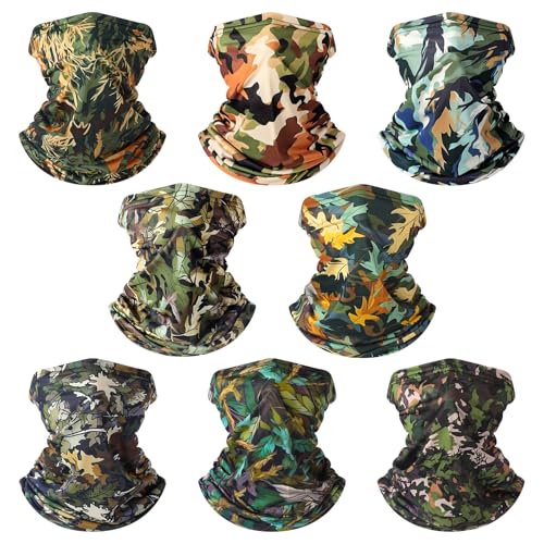 SATINIOR Summer Camo Neck Gaiter UV Protection Cooling Face Mask Sun Hood Bandanas for Men Women Sunscreen Breathable Bandana - style: Hunting Style