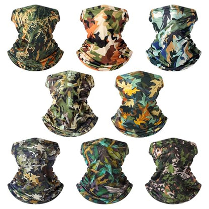 SATINIOR Summer Camo Neck Gaiter UV Protection Cooling Face Mask Sun Hood Bandanas for Men Women Sunscreen Breathable Bandana - style: Hunting Style