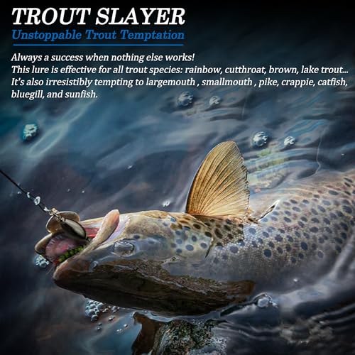 Trout Lures Rooster Bait Tail Fishing Spinnerbaits, Brass Hard Metal Spinner Baits Trout Fishing Lures for Bass Salmon Pike Freshwater Saltwater Lake River - color: B4-10pcs-1/4oz | 1/16oz