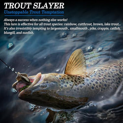 Trout Lures Rooster Bait Tail Fishing Spinnerbaits, Brass Hard Metal Spinner Baits Trout Fishing Lures for Bass Salmon Pike Freshwater Saltwater Lake River - color: A1-5pcs-1/16oz