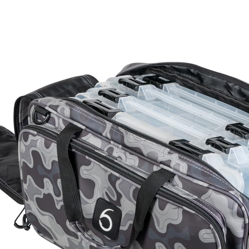 6th Sense – Travel Bait Bag – Large Fishing Tackle Bag with Spacious Main Compartment, Dual Zippered Side Pockets, Water-Resistant Build, and Shoulder Strap (Willis - Thermal Hog) - color: Willis - Thermal Hog