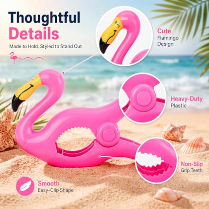 Hushee 6 Pack Marine Boat Rail Towel Clips Flamingo Shaped Storm Proof Large Clips Pontoon Boat Towel Organizer Multi Purpose Outdoor Laundry for Beach Pontoon Fishing Cruise Travel
