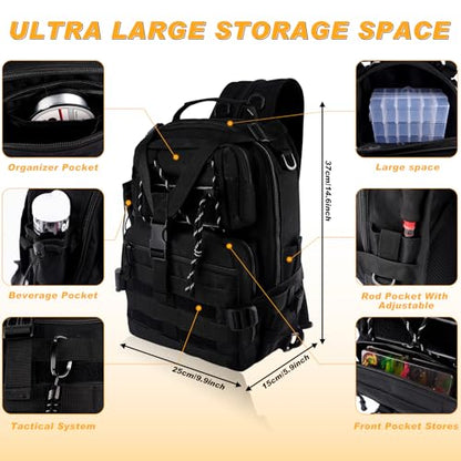 139PCS Tackle Box Backpack,Fishing Backpack with Accessories,Tackle Bag Fishing Tool Kit Fish Pliers Salt Water Fishing Tackle Set for Men Women Gifts (Black) - color: Black