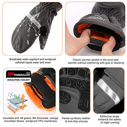 Palmyth Ice Fishing Gloves Convertible Mittens Flip Fingerless Mitt with Thinsulate 3M Warm for Cold Weather and Winter Men Women Photography Running Camera - color: Gray, size: Small