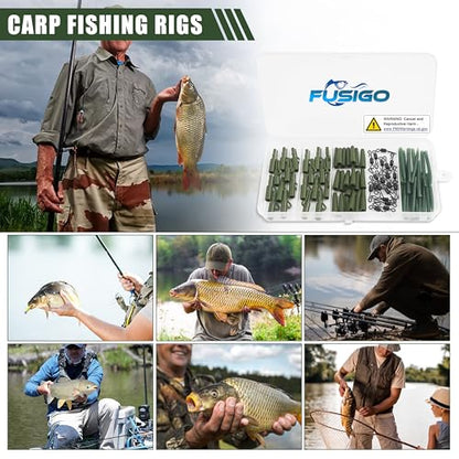 Carp Fishing Tackle Kit 80pcs Quick Change Swivels Lead Clips Rubber Tails Anti Tangle Sleeves Carp Fishing Accessories