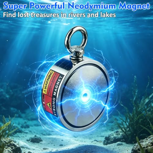 MUTUACTOR Super Strong Fishing Magnet Kit,Φ4.21” Double Sided Heavy Duty Neodymium Magnet,2800lbs Permanent Rare Earth Magnets Fishing with 65FT Rope Gloves for Hunting Retrieval Underwater Searching - style: 2800lb Magnet(Double Sided) with Box--Φ 4.21"