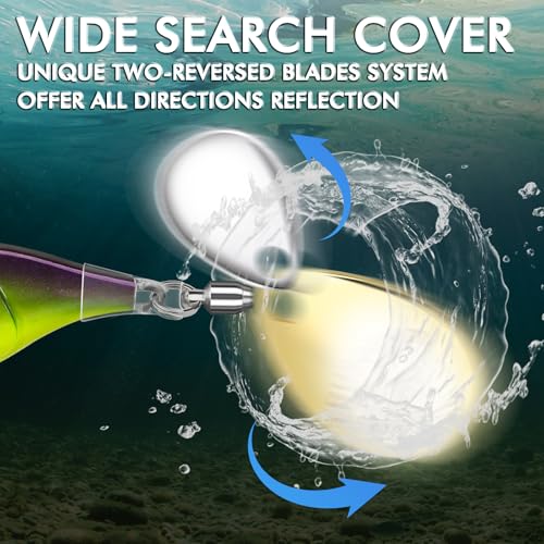 TRUSCEND Vibespinner Easy Catch Fishing Lures with BKK Hooks, Tail Spinner Baits with 4 Actions, Vibrating Swimming Flashing & Jigging for More Bites, Spoon Lures for Bass Trout Crappie Walleye Pike - color: A-5/32oz-4.5g