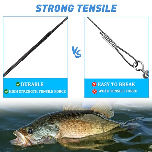 Saltwater Snelled Fishing Hooks with Leader Rig, 24pcs Steel Fishing Wire Leaders with Hook Swivel 11.9in Pre-Tied Wire Trace for Saltwater Freshwater Toothy Predators Bluefish Mackerel - size: 1#_24pcs