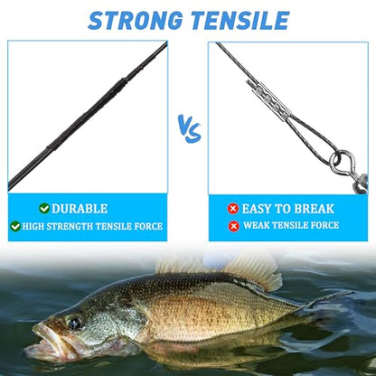 Saltwater Snelled Fishing Hooks with Leader Rig, 24pcs Steel Fishing Wire Leaders with Hook Swivel 11.9in Pre-Tied Wire Trace for Saltwater Freshwater Toothy Predators Bluefish Mackerel - size: 1#_24pcs