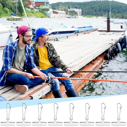 Soulchen 50 Pcs Fishing Line Sinker Slides Clip with Metal Snaps Stainless Steel Fishing Weights Sinkers Slider Swivel Snap Connector Catfishing Tackle Equipment Accessories for Boat Beach