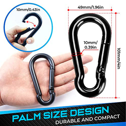 PAMAZY 2Pcs 4In Spring Snap Hooks 700LBS Capacity, Carabiner Clip, Heavy Duty Rope Connector, Quick Link Carabiners Spring Snap Hooks for Indoor & Outdoor Activity, Camping, Climbing, Fishing, Hiking - size: 2Pcs 4In