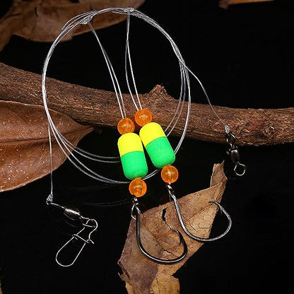Pompano-Rigs-for-Surf-Fishing-Saltwater-Gear with Double Circle & Wide Gap Hook-6-Pack Surf Fishing Tackle - color: Green and Chartreuse 6-Pack, size: 2/0 Circle Hook