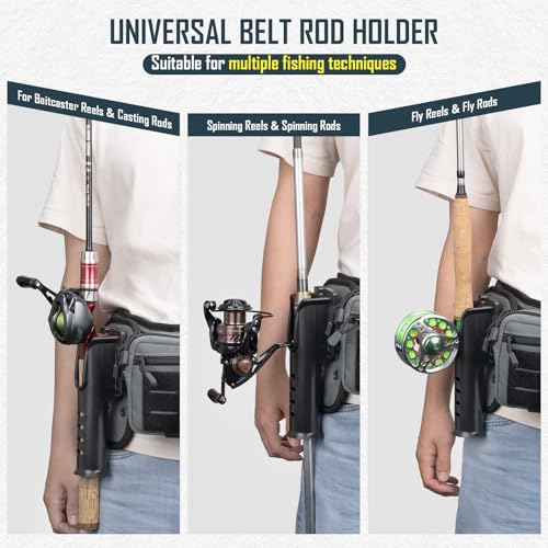 Fishing Wading Belt with Rod Holder & Waist Pack – Adjustable Fishing Belt with Detachable Tackle Bag Fishing Tool Tackle - color: Grey