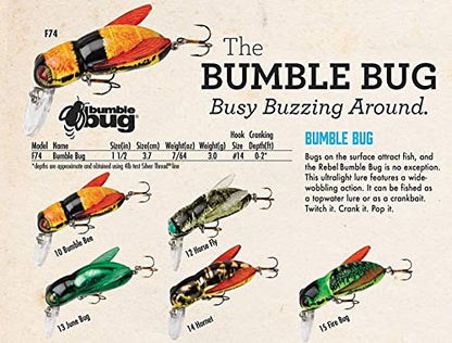 Rebel Lures Bumble Bug Topwater / Crankbait Fishing Lure, 1 1/2 Inch, 7/64 Ounce - color: Fire Bug