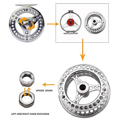 EX-ALC Fly Reel 3/4 5/6 7/8 9/10WT CNC Machined Large Arbor Aluminum Fly Fishing Reels Silver/Gunsmoke Fly Reels - color: Silver, size: 7/8WT Fly Reel