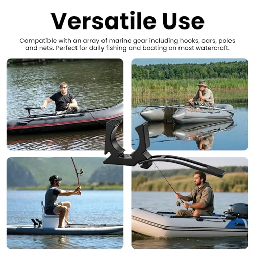 6 Pcs Boat Hook Holder, Black Rubber Quick Release Oar & Pole Holders, Fits 3/4" to 2" Diameter, Marine Spring Clips Replacement for SOF-LOC, for Gaff, Paddle, Anchor, Push Pole, Boat Net