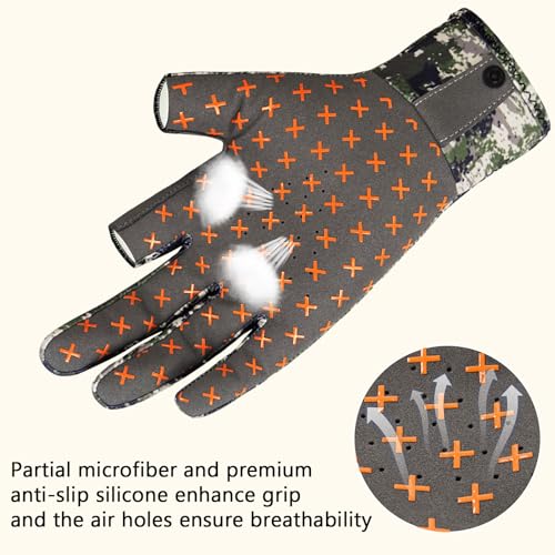 BASSDASH Unisex Fingerless Camo Hunting Gloves for Men's Women's Early Season Warm Weather UPF 50+ Lightweight Fishing Photography HG03 - color: Woodland Ⅱ, size: Medium