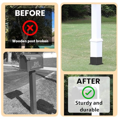 1 Pcs 22-inch 6"x 6" Fence Post Anchor Ground Spike(Internal 5.6"x5.6") | Metal Post Stake Ground With Black Powder-Coated|Fence Stakes Post Base For Deck|Fence|Porch|Railing|Mailbox - size: 1, style: 6"x 6"
