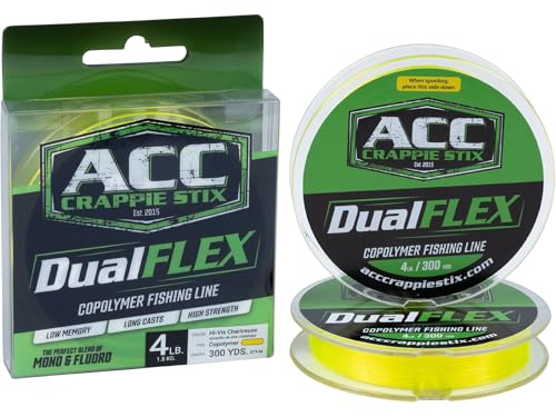ACC Crappie Stix DUALFlex Copolymer Monofilament Fishing Line 4lb 300yd Hi-Vis Chartreuse
