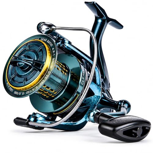 Saltwater Spinning Reel 14000, 44Lbs Max Drag Surf Fishing Reel with Screw-in Handle, Slow Oscillation System for Bass Catfish Inshore Offshore Saltwater Freshwater - color: CLX14000