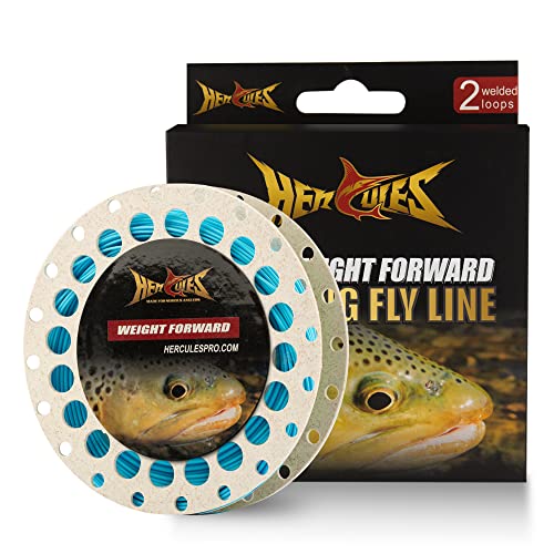 HERCULES Fly Fishing Line Floating Weight Forward Fly Line with Double Welded Loop - color: Teal Blue, size: WF3F 90FT