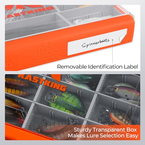 KastKing HyperSeal Waterproof Tackle Box, 3600 and 3700 Tackle Trays, Fishing Tackle Box Organizer with Removable Dividers, Lure Box and Terminal Tackle Storage - size: 3600 (2 Packs)