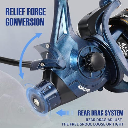 Sougayilang Spinning Reel, 22LB Max Drag Fishing Reel,CNC Aluminum Spool+Stainless Steel Shafts， Lightweight & Powerful for Saltwater or Freshwater Bass Trout - size: KSR-5000