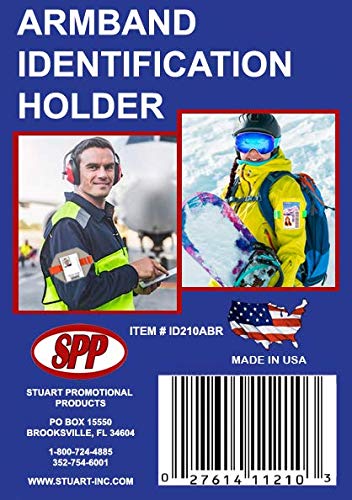 Reflective Red Armband Badge Holder with Red Stretch Band & Adjustable Buckle, Fits 2 3/4" x 4 1/8" Cards, Top Slit, Made in USA - color: Red/Red, size: 1 Pack