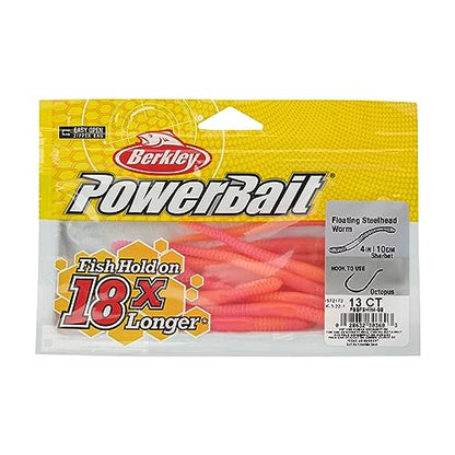 Berkley PowerBait Floating Steelhead Worm Fishing Soft Bat - color: Sherbet