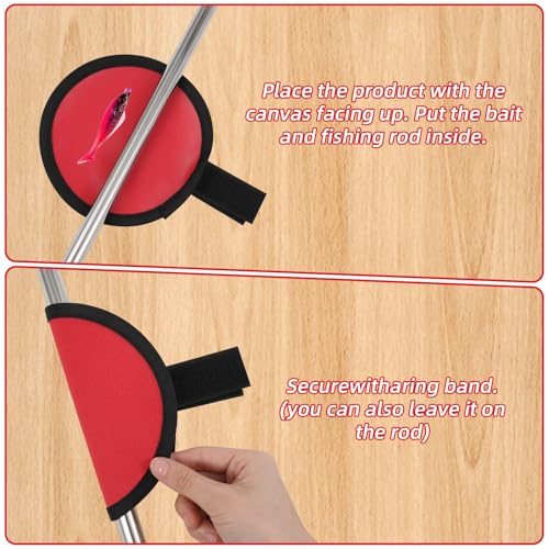 6 Pcs Fishing Lure Wraps Lure Sleeves Lures Wraps for Fishing Rod, Safe Bait Storage Lures Covers Keeps Fishings Safe Easily See Bait Shield with Hook and Loop Fastener Rod Covers Hook Cover