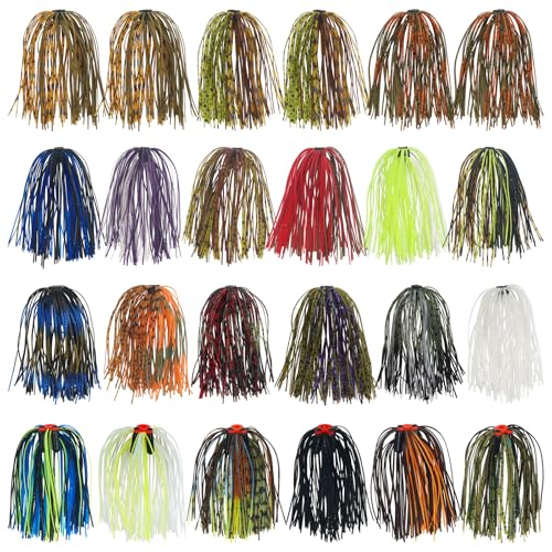 Spinner Bait Skirt Jig Skirts Replacement DIY Fishing Lure Making Supplies Soft Skirt for Spinnerbaits Bass Fishing Jigs Buzzbait Squid Jigs Fishing Lure Skirts 50 Strands - style: 24pcs