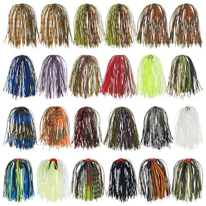 Spinner Bait Skirt Jig Skirts Replacement DIY Fishing Lure Making Supplies Soft Skirt for Spinnerbaits Bass Fishing Jigs Buzzbait Squid Jigs Fishing Lure Skirts 50 Strands - style: 24pcs