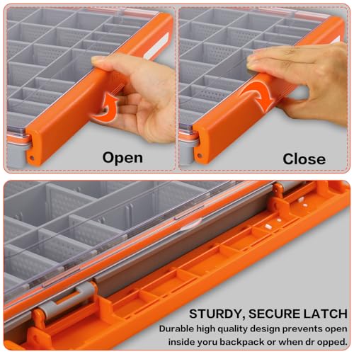 Sougayilang Waterproof Tackle Box,Plastic Box-2packs,Waterproof 3700 Tackle Trays,Fishing Plastic Box Organizer With Removable Dividers,Fishing Tackle Storage.