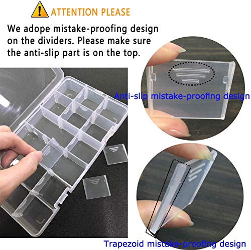Qualsen 4 Pack 18 Grid Plastic Organizer Box with Adjustable Dividers, Bead Organizer Box for Jewelry, Beads, Earrings, Tools, Fishing Hooks, and Small Accessories - size: 18 Gird-4pcs