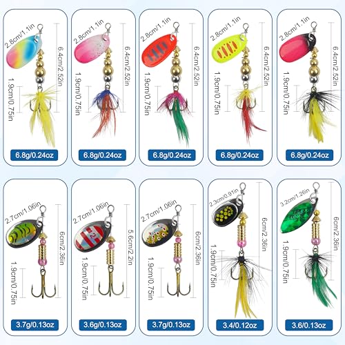 Fishing Lures Spinnerbait Kit Rooster Bait Tail Fishing Lures Inline Spinner Baits Bass Salmon Trout Spoon Hard Metal Spinnerbaits for Saltwater Freshwater - style: 10pcs Spinnerbaits-b