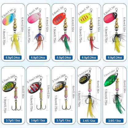 Fishing Lures Spinnerbait Kit Rooster Bait Tail Fishing Lures Inline Spinner Baits Bass Salmon Trout Spoon Hard Metal Spinnerbaits for Saltwater Freshwater - style: 10pcs Spinnerbaits-b