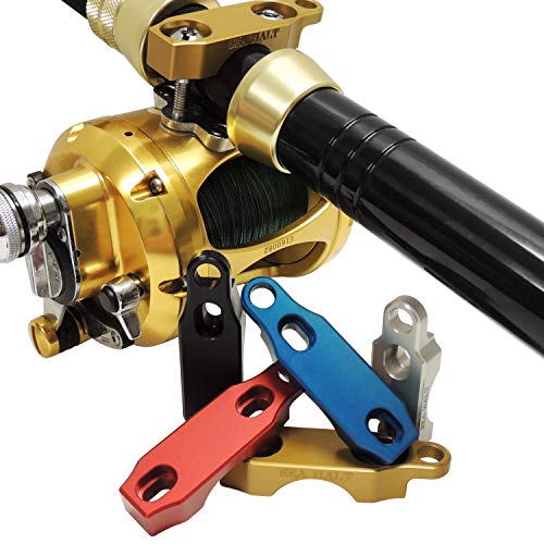 CNC Aluminum Fishing Reel Rod Clamp Mount for Penn International Torque Fathom Squall (Gold - No Engraving, Large)