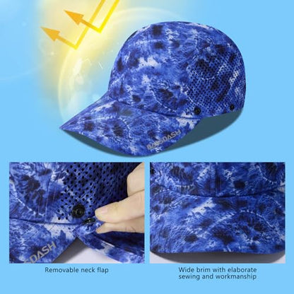 BASSDASH UPF 50+ Foldable Fishing Hat Baseball Cap with Removable Neck Flap Portable for Men Women Golf Hiking - color: Blue Camo With Unfoldable Brim