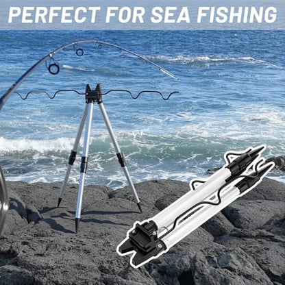 2 Pcs Portable Fishing Rod Holder for Ground Aluminum Alloy Bank Fishing Pole Holders Rack with Lock Banking Fish Rod Holder Pole Stand Fish Accessory Gift for Men Outdoor