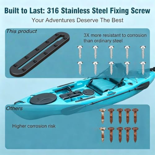 Kayak Track,Low Profile Kayak Rail Mount,Kayak Gear Track for Fishing Rod Holder, Fish Finder, Cup Holder, Paddle Holder, Anchor Cleats & All T-Slot Kayak Accessories - size: 9 Inch，4 Pcs