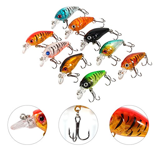 9PCS/Bag Mini Crankbait, Bass Fishing Lures Kit Set, 3D Eye Panfish Lures Plastic Crankbait Fishing Lures Hooks Topwater Hard Baits for Saltwater/Freshwater Fishing, 4.5cm/4g