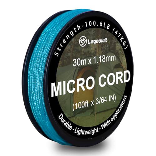 Micro Paracord, 1.18mm x 100ft Thin Mini Utility Braided Small Paracord for Crafting, DIY Project, Camping and More - color: Turquoise, size: 100ft (1 Pack)