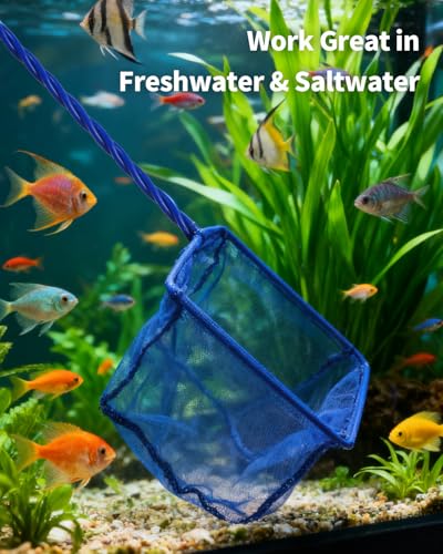 Pawfly 5''/6'' Fish Net for Fish Tank, Aquarium Net with Braided Metal Handle and Nylon Mesh, Small Fish Net Minnow Net for Pond Freshwater and Saltwater - size: 6 Inch